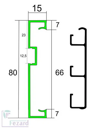 Алюминиевый плинтус Fezard Кабельный ALP-G80-LF Алюминий 80*15*2500 мм в Самаре